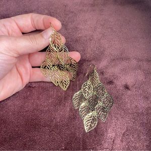 Gold plated lightweight leaf earrings